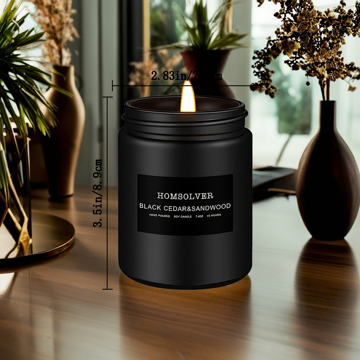 Vela perfumada de cedro negro y sándalo para hombre, vela perfumada para el hogar, vela de soja perfumada, 50 horas de duración, regalo ideal para hombres.