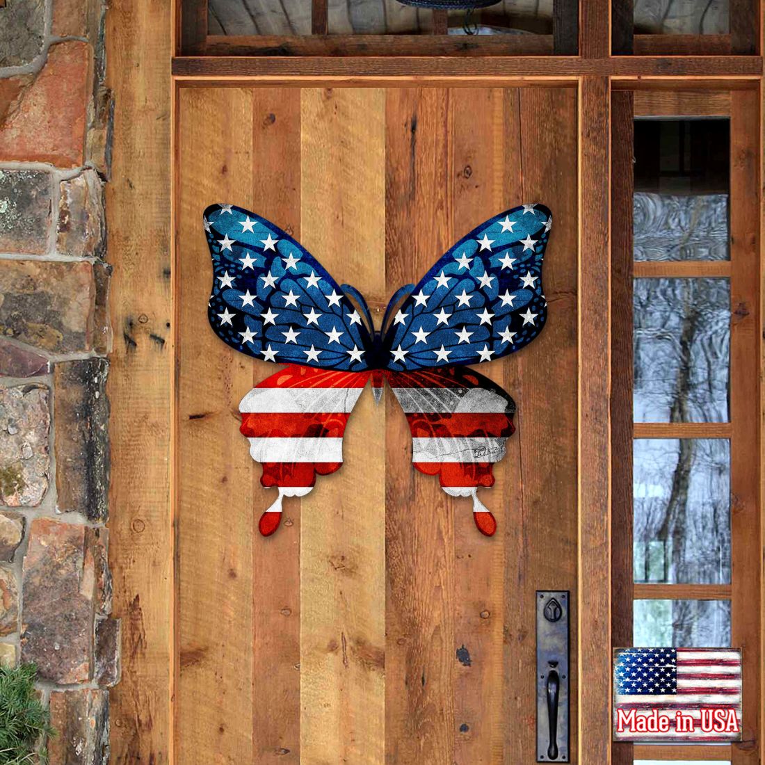 USA Butterfly Holiday Door Decor - American Christmas Decor - 8187127H