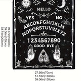 1pc Halloween Blanket Black Gothic Spooky Goth Palmistry Witchy Boho Sun Moon Star Horror Skull Cool Mysterious Throw Blanket For Living Room & Bedroom, Home Decor, Travel