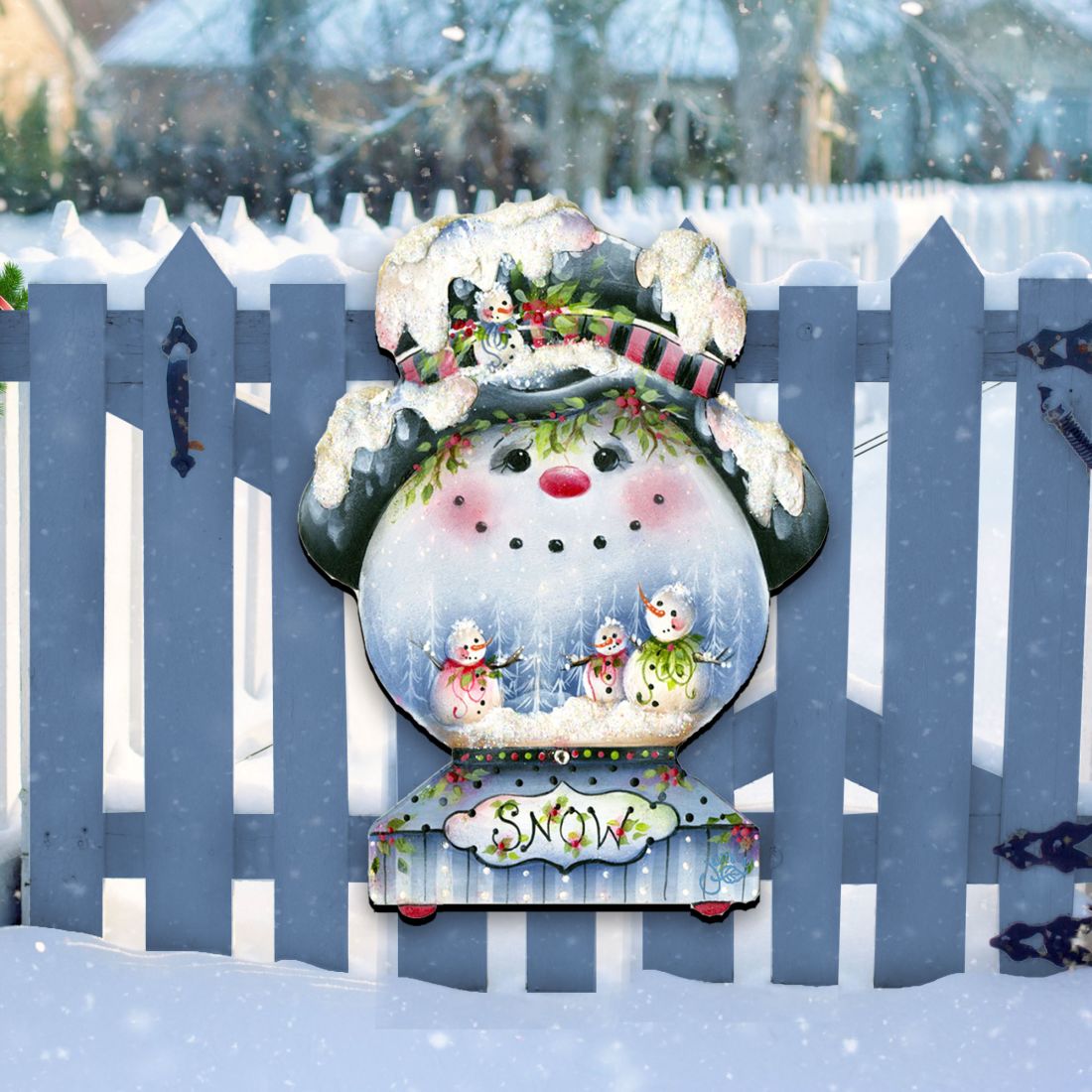 Joe Cool Snow Globe Door Decor by Jamie Mills-Price - Christmas Santa Snowman Decor - 8457506H