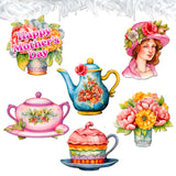 Juego de 6 adornos decorativos de madera con clip para el Día de la Madre de G. Debrekht - Love Family Decor - 8090059C-S6