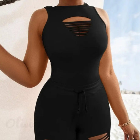 Women's Solid Color Cut Design Versatile Off Shoulder Top And Pants Set - Lootquake