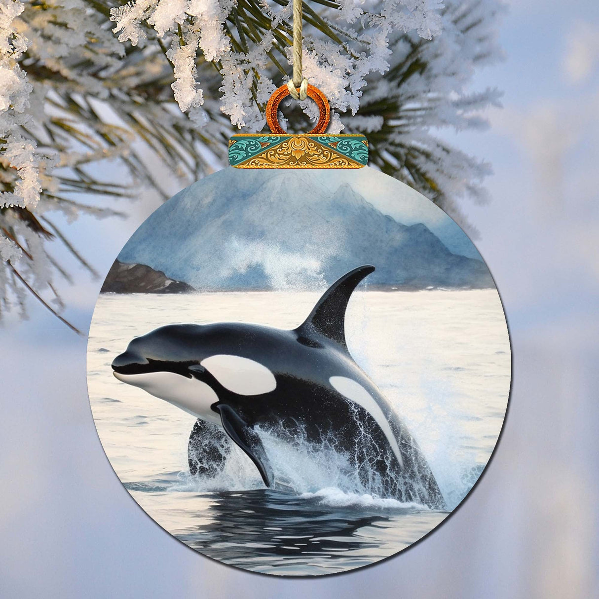 Adornos de madera de orcas de Alaska de G.Debrekht - Decoración navideña con temática de vida silvestre - 870051