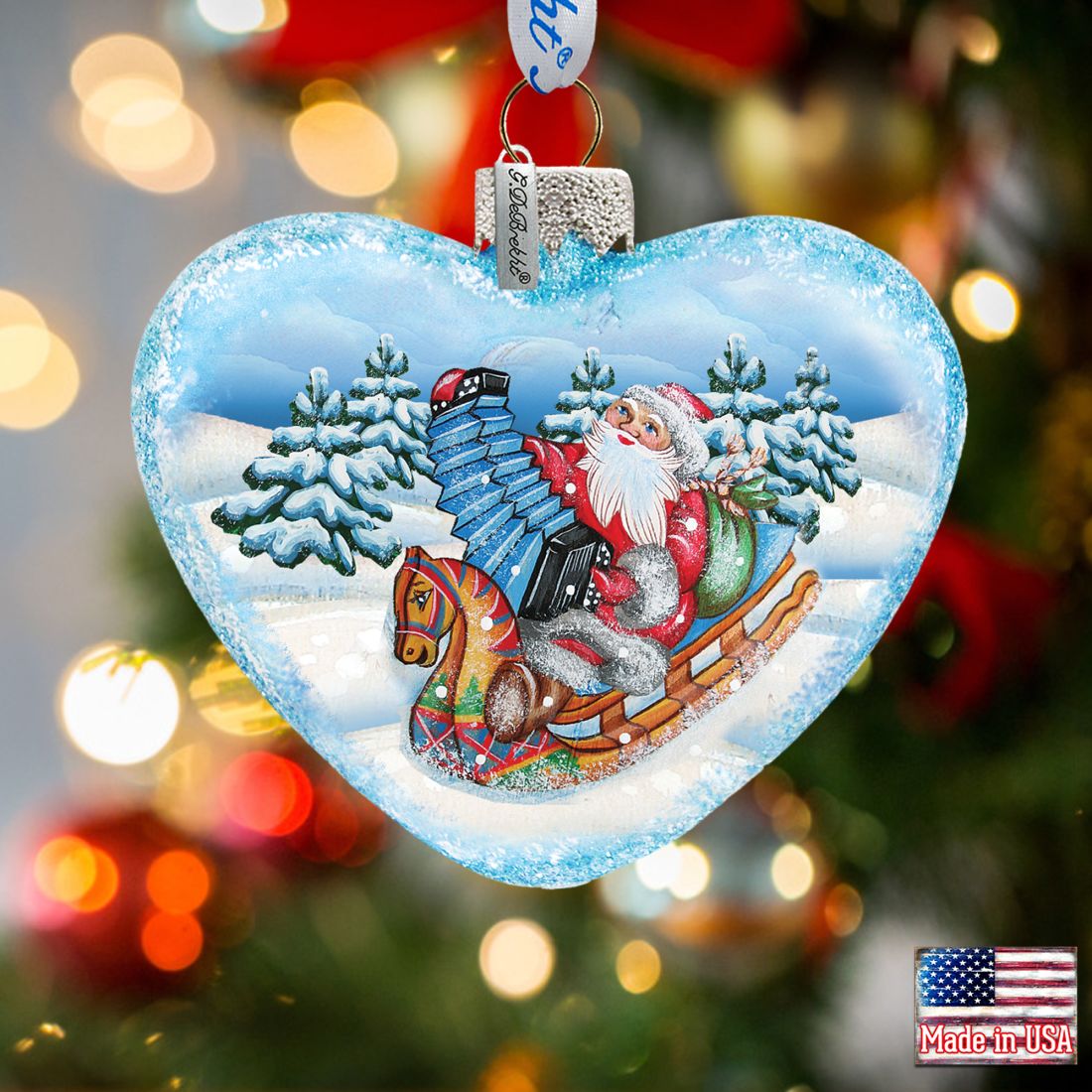 Adorno de Papá Noel en forma de acordeón de G. Debrekht - Decoración navideña de Papá Noel y muñeco de nieve - 753-007