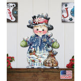 Decoración para puerta "Amigos congelados" (brillo escarchado) de Jamie Mills-Price - Decoración navideña de Papá Noel y muñeco de nieve - 8457511H