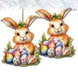 Bunny with Eggs Wooden Ornaments by G. DeBrekht Easter Spring Decor - 8652772
