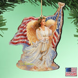 Adornos de madera de ángel americano de Gelsinger - Decoración navideña americana - 8161021-0107