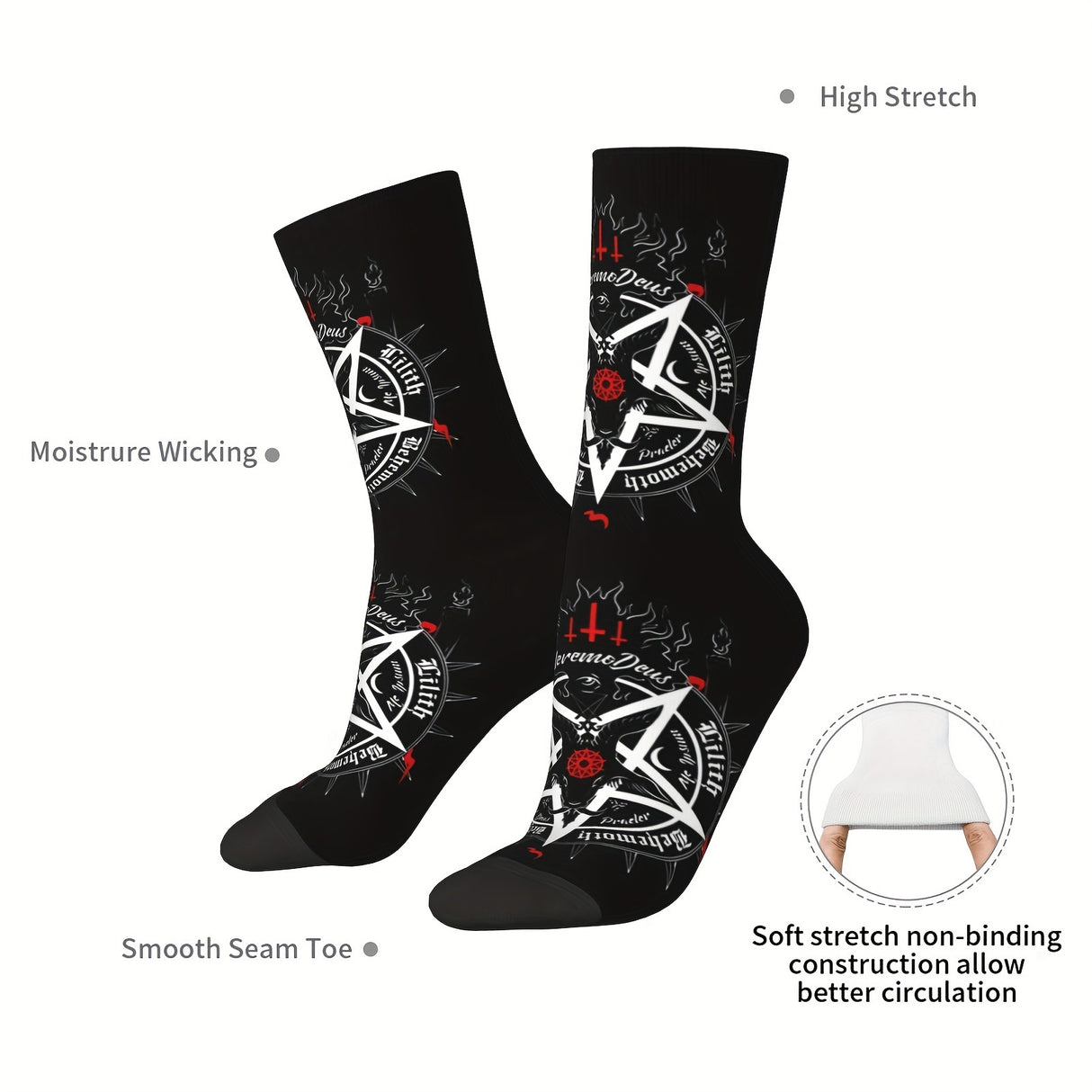 1 par de calcetines deportivos con estampados novedosos para hombre, transpirables, cómodos y casuales, unisex, para uso al aire libre en todas las estaciones.
