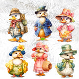 Easter Ducks Decorative Wooden Clip-on Ornaments Set of 6 by G. Debrekht - Easter Decor - 8090043C-S6
