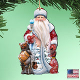 Adornos navideños de madera con forma de oso de miel de G. DeBrekht - Decoración navideña con Papá Noel y muñeco de nieve - 8128811