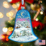 Winter Village Bell Glass Ornament by G. DeBrekht - Christmas Decor - 73141