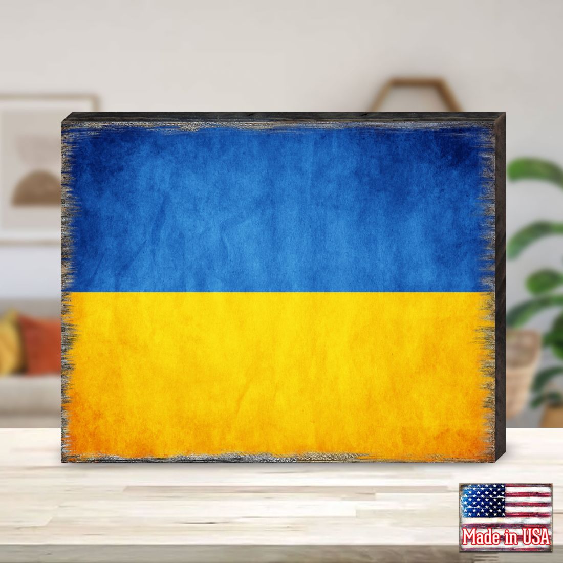 Ukrainian Flag Wooden Wall Art - International Decor - 95120B