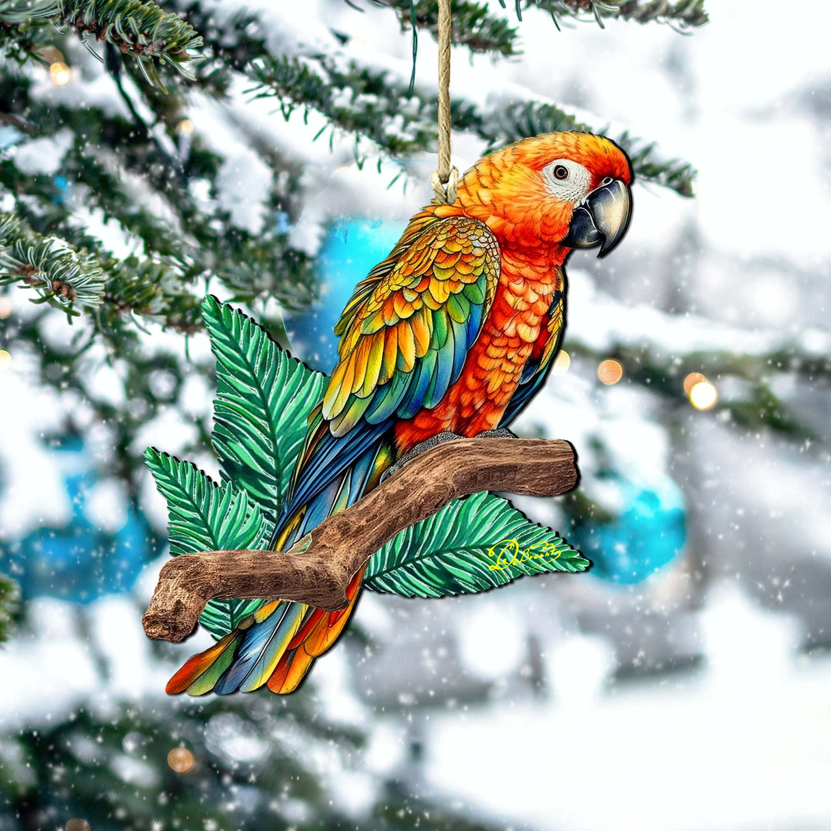 Coastal Decorations - Parrot Wooden Ornaments by G.Debrekht Coastal Holiday Decor - 8688204