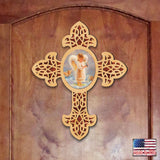 Cruz de madera puntiaguda con forma de ángel de D. Gelsinger - Decoración inspiradora - 88388-DG