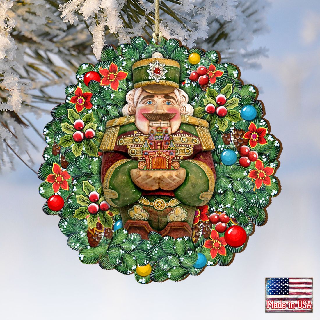 Nutcracker's Wreath Gift Wooden Ornaments by G. DeBrekht - Christmas Decor - 8185321