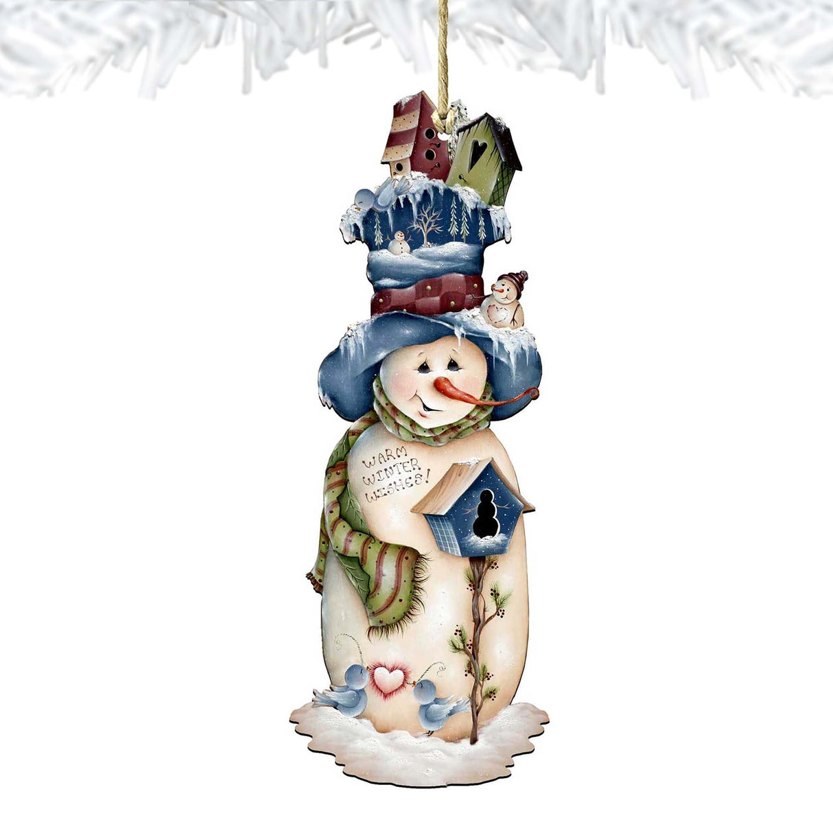 Freezing Frank Wooden Ornaments by Jamie Mills-Price - Christmas Santa Snowman Decor - 8457515