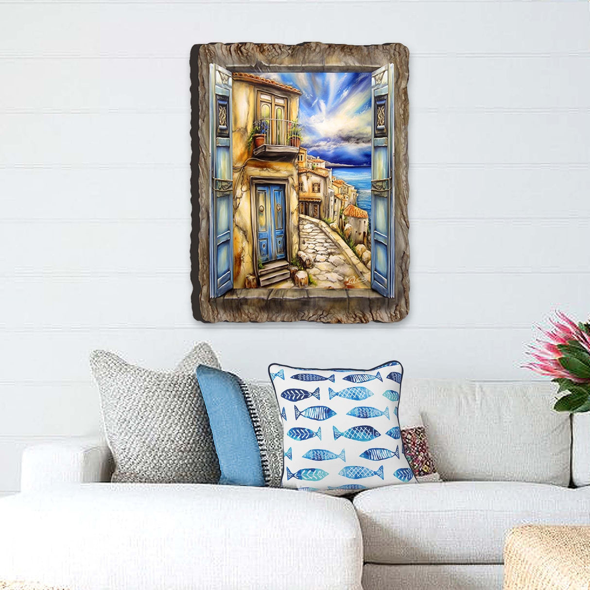 Coastal Town Window View Wall Art by G. DeBrekht Coastal Decor - 8492102W