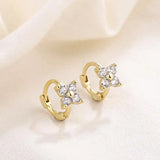Brass Real Gold Plating Inlaid Zircon Geometric Flower Three-piece Set - Lootquake