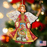 Mary And Joseph Angel Wooden Ornaments by G. DeBrekht - Nativity Holiday Decor - 8154109