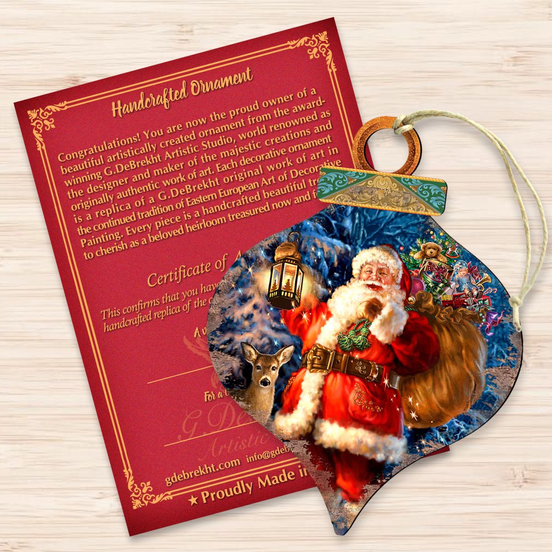 Woodland Santa Wooden Ornaments by Gelsinger - Christmas Santa Snowman Decor - 8031051-1105