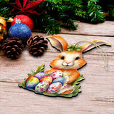 Bunny with Eggs Wooden Ornaments by G. DeBrekht Easter Spring Decor - 8652772
