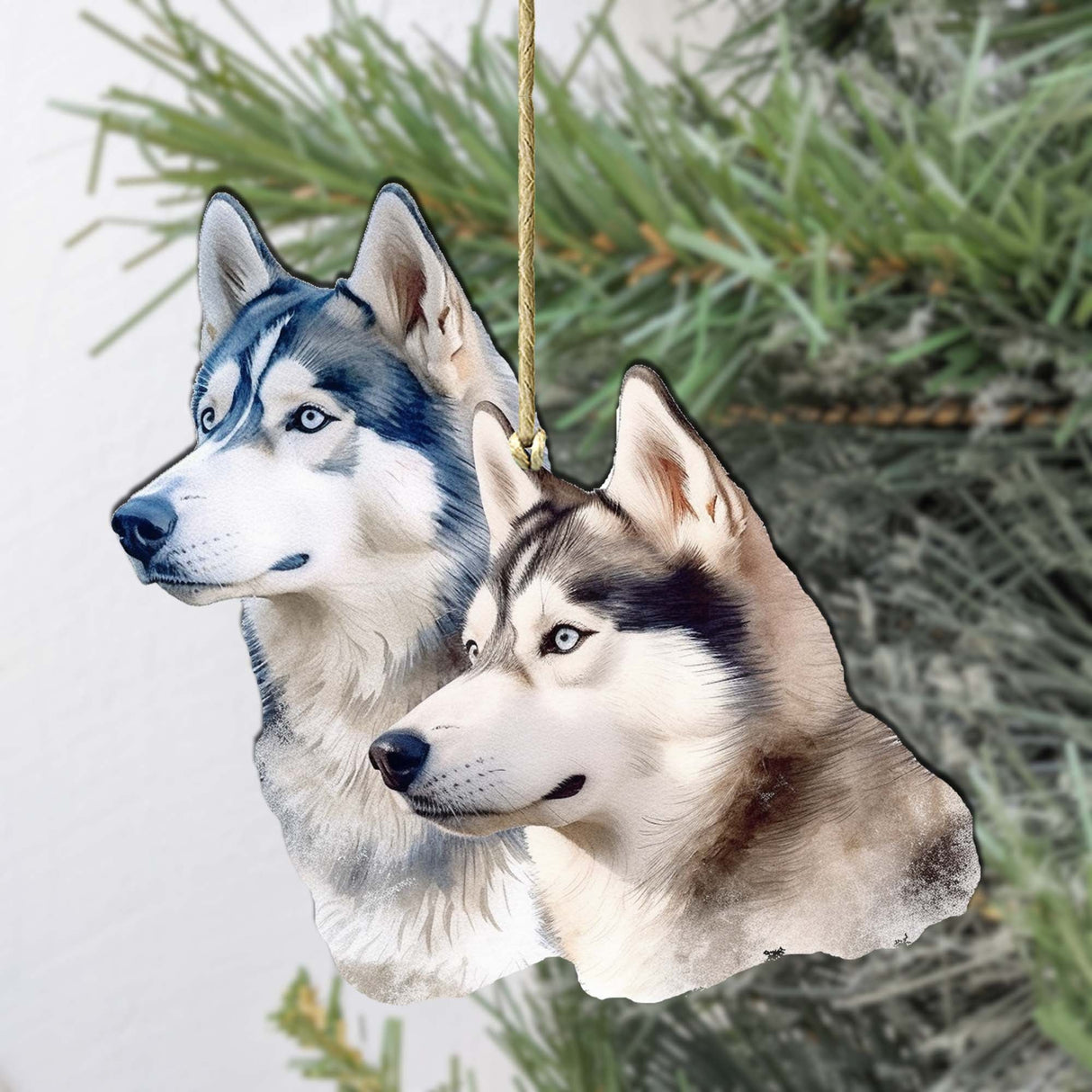 Adornos de madera de husky de Alaska con espíritu de G.Debrekht - Decoración navideña con temática de vida silvestre - 8710115-1