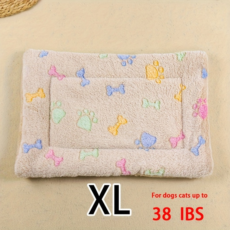 Manta rectangular para mascotas, resistente a la suciedad y para todas las estaciones - Cómoda cama con estampado de pata de perro y corazón (1 unidad)