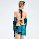 Hanging Neck Sleeve Sleeve -back Low Waist Bag Hip Skirt Suite - Lootquake
