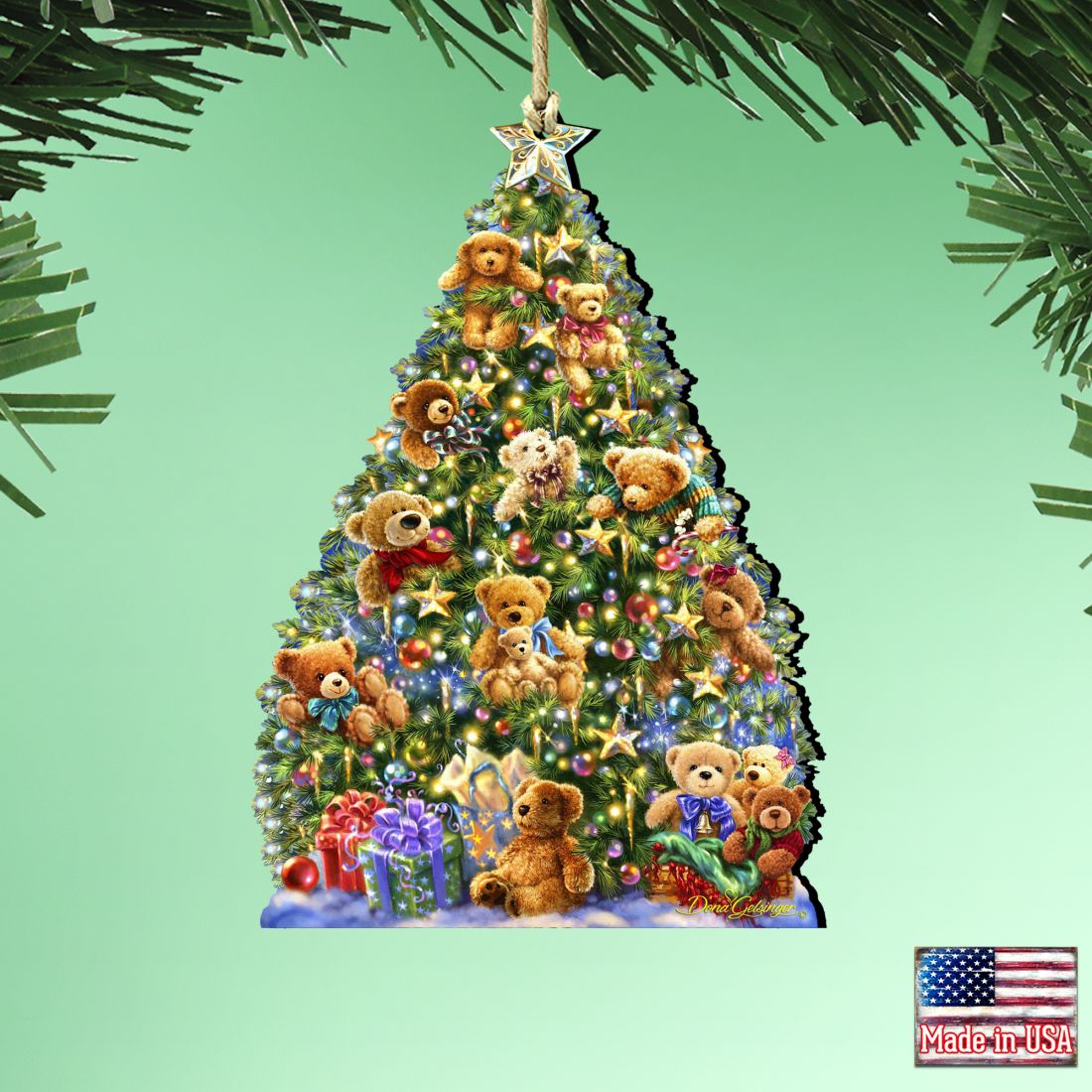 Adornos de madera para árbol de ositos de Gelsinger - Decoración navideña - 8161019-1101