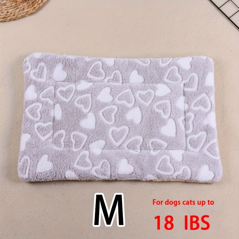 Manta rectangular para mascotas, resistente a la suciedad y para todas las estaciones - Cómoda cama con estampado de pata de perro y corazón (1 unidad)