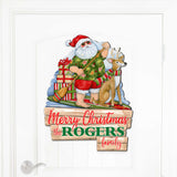 Christmas Decoration Personalized Holiday Welcome Sign with Last Name Santa Door Hanger by Susan Winget - Handmade Gift - 8471114HC-SW