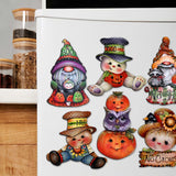 Hola Otoño - Juego de 6 imanes decorativos de madera con calabaza, espantapájaros y gnomo de Jamie Mills-Price - Decoración de Acción de Gracias - 8090047G-S6