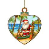 Beach House Decor - Santa on the Beach Wooden Ornaments by G. Debrekht Coastal Holiday Decor - 8688186
