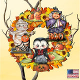Halloween Wreath Wooden Ornaments by G. DeBrekht - Thanksgiving Halloween Decor - 8185316-0