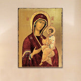 Icono sagrado ortodoxo religioso de madera de la Virgen María, bañado en oro - Decoración inspiradora - 85063