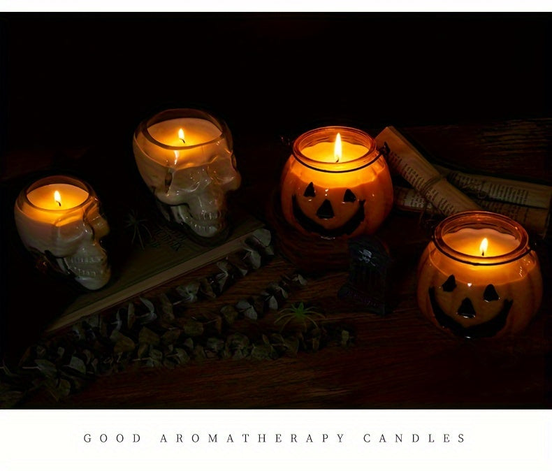 Bougie parfumée en forme de citrouille d'Halloween avec poignées - 180 g, parfum rose, idéale pour la décoration de fête et l'ambiance de la maison