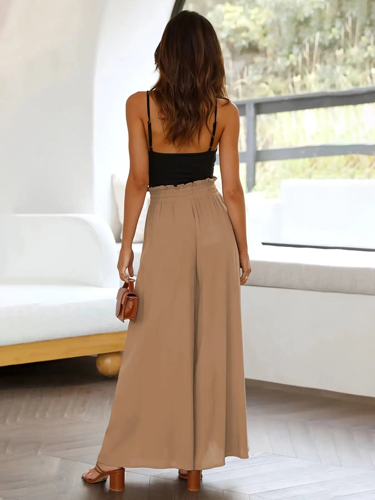 Ladies Plus Size Casual Pants Elastic Waist Wide-leg Pants - Lootquake