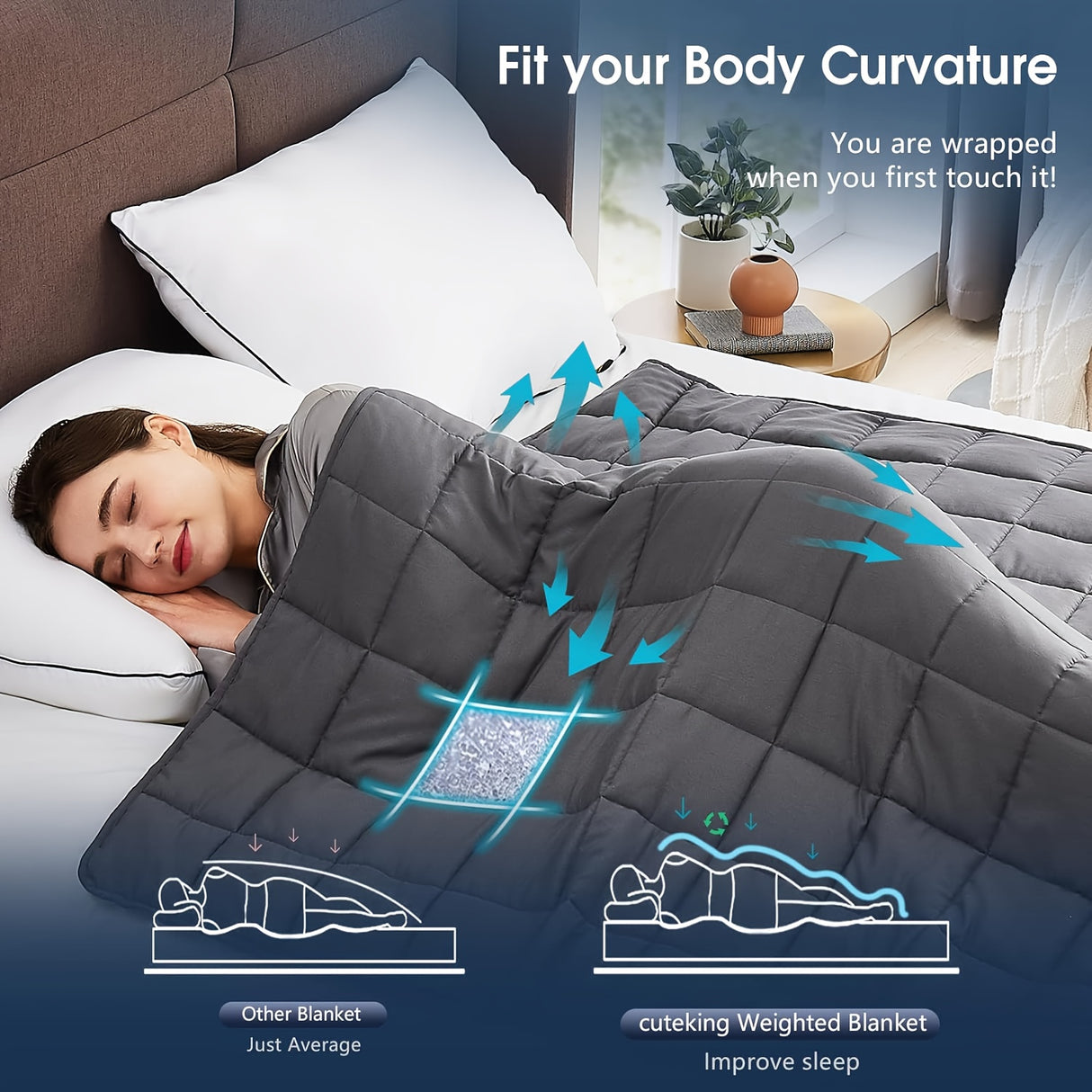 1pc Dark Grey Weighted Blanket for Adults - 10lbs, Breathable Microfiber with Glass Beads, All-Season Comfort for Sleep, Relaxation & Meditation, Soft & Heavy Throw for Better Sleep & Warmth Retention, Allseason Blanket | Con