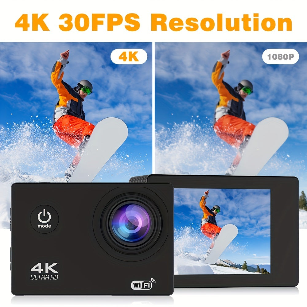 4K Ultra HD Action Camera - WiFi, 2.4GHz Wireless Wristband Remote Control, 32GB Card, Wide Angle Lens, Remote Operation - Perfect For Skiing, Mountaineering, Outdoor Sports, Gift Giving, Awaken Your Outdoor Adventure Experie
