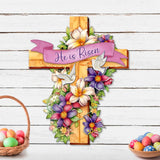 He is Risen Cross Holiday Door Decor by G. Debrekht - Easter Spring Decor - 8688162H