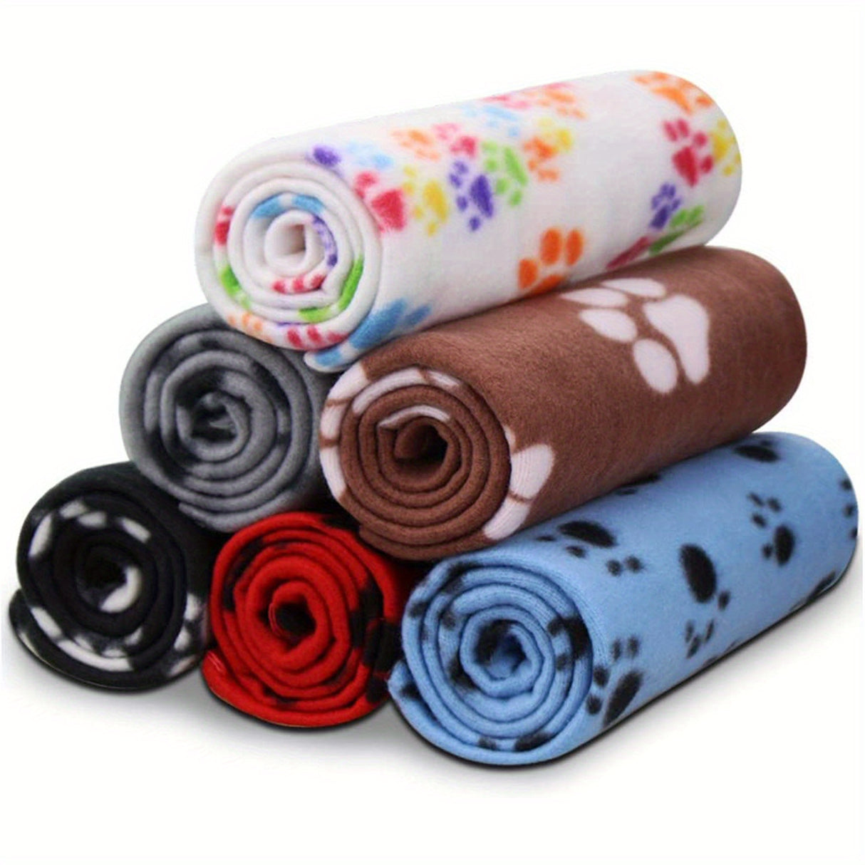6 pack Cozy 24x28 Inch Paw Print Blanket for Dogs and Cats - Soft and Warm Bed Cover for Ultimate Comfort Christmas Gift