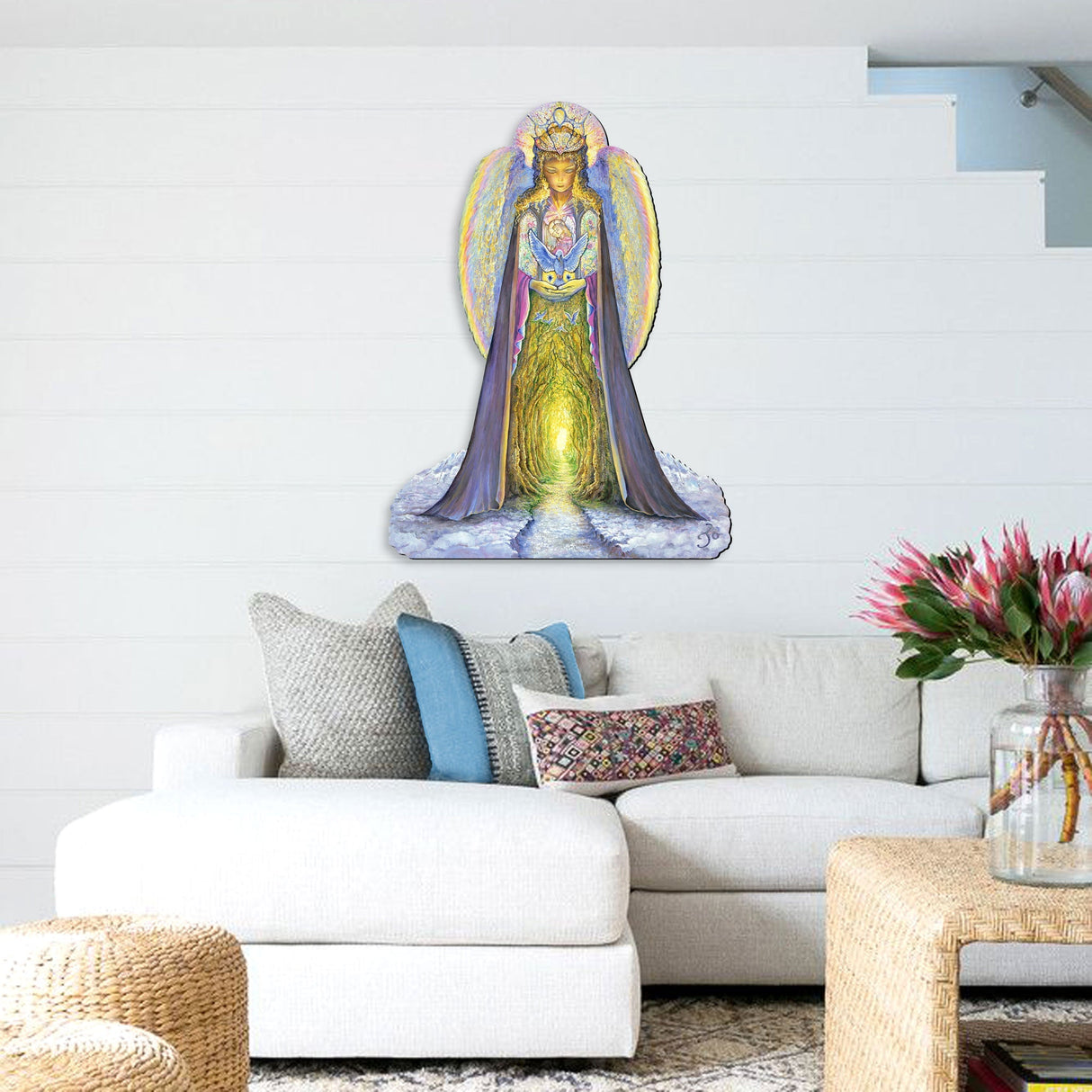 Letrero navideño para jardín "El ángel y el pájaro azul" de Josephine Wall - Decoración navideña - 845623F-JW