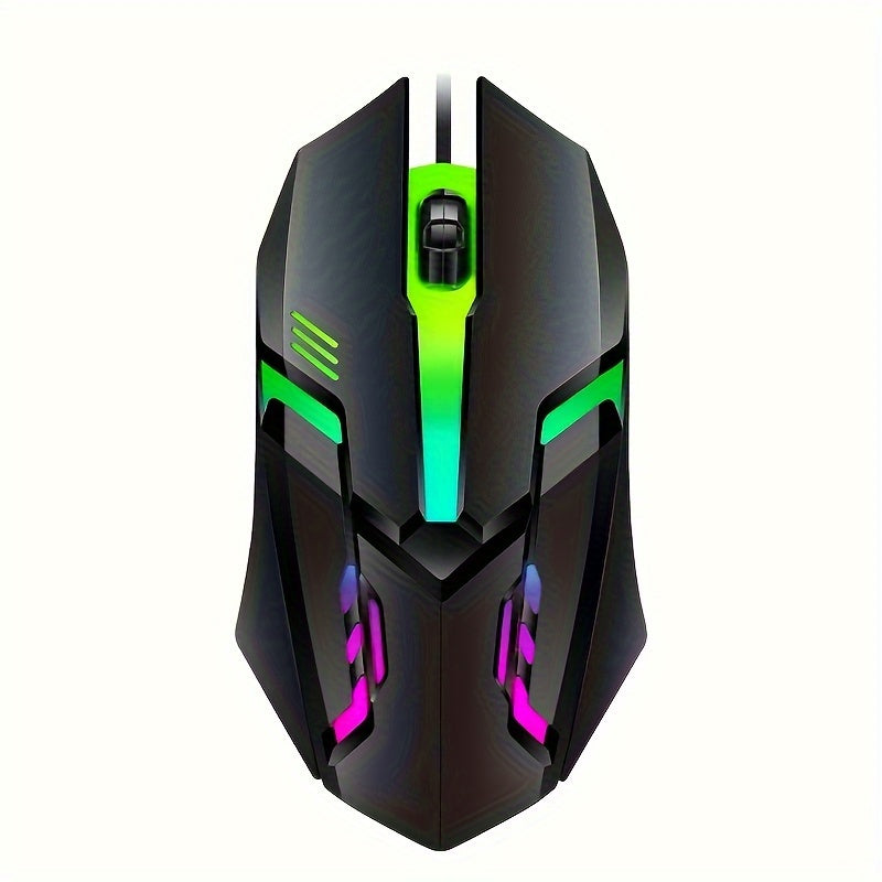 Ratón para juegos con cable de alta precisión de 1200 DPI y retroiluminación LED: ratón óptico USB para PC y portátil, ideal para juegos, Dota 2 y más.