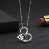 Women's S925 Sterling Silver Heart Shaped Moon Necklace - Lootquake