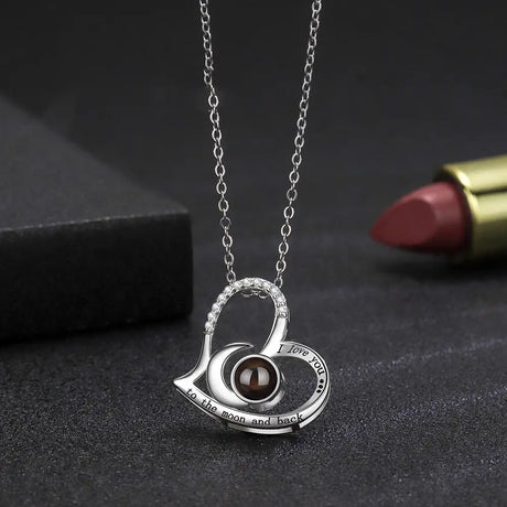 Women's S925 Sterling Silver Heart Shaped Moon Necklace - Lootquake