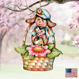 Flower Basket Friends! Wooden Ornaments by Jamie Mills-Price - Easter Spring Decor - 8457607