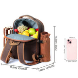 4-Person Picnic Backpack with Cooler Compartment, Detachable Bottle/Wine Holder, Fleece Blanket, Plates & Cutlery Set - Perfect for Outdoor, Sports, Hiking, Camping, BBQs (Coffee), Camping Essentials | Stylish Picnic Bag | St