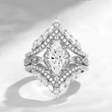 Crown Horse Eye Diamond Ring Set Copper Luxury - Lootquake