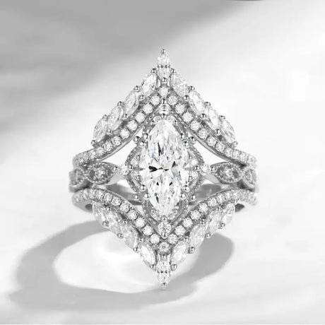 Crown Horse Eye Diamond Ring Set Copper Luxury - Lootquake