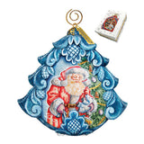 Adorno navideño esculpido y pintado a mano de G. DeBrekht - Decoración navideña de Papá Noel y muñeco de nieve - 610271